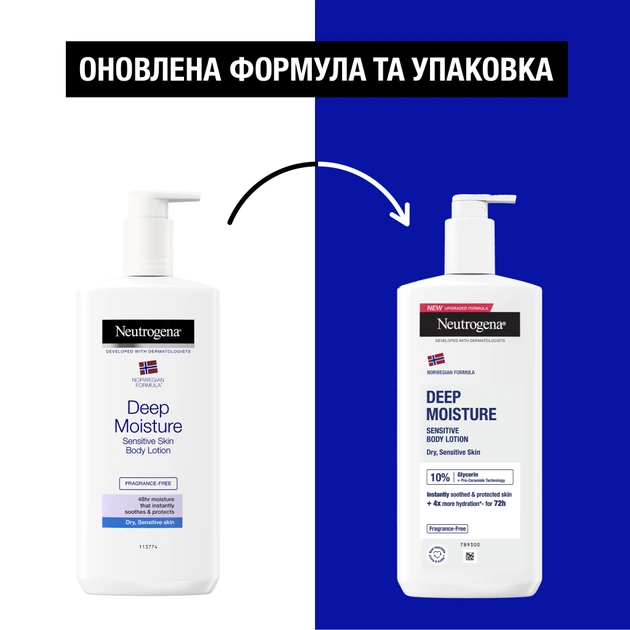 Лосьйон для тіла Neutrogena Глибоке зволоження для чутливої шкіри 400 мл (3574660527452) - picture 4