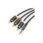 Кабель мультимедійний 3.5mm M to 3xRCA M 1.5m AV black Vention (VAB-R07-B150) - зменшене зображення 1