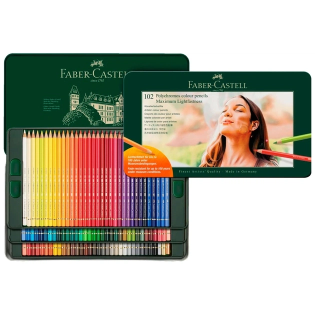 Карандаши цветные Faber-Castell POLYCHROMOS 102 кольори в металевій коробці (210061) (33048) - изображение 1