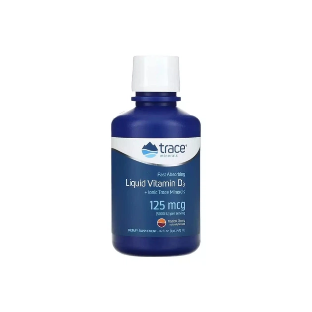 Вітамін Trace Minerals Вітамін D3, 125 мкг, смак тропічної вишні, Liquid Vitamin D3, 473 (TMR-00189) - изображение 1