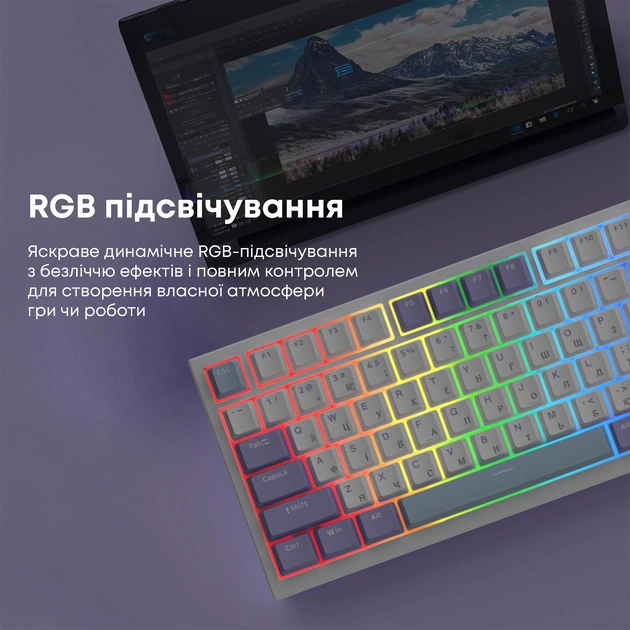 Клавіатура Ajazz AK820 Sea Salt Switch White USB-C (AK820-SS-PWB) - зображення 10