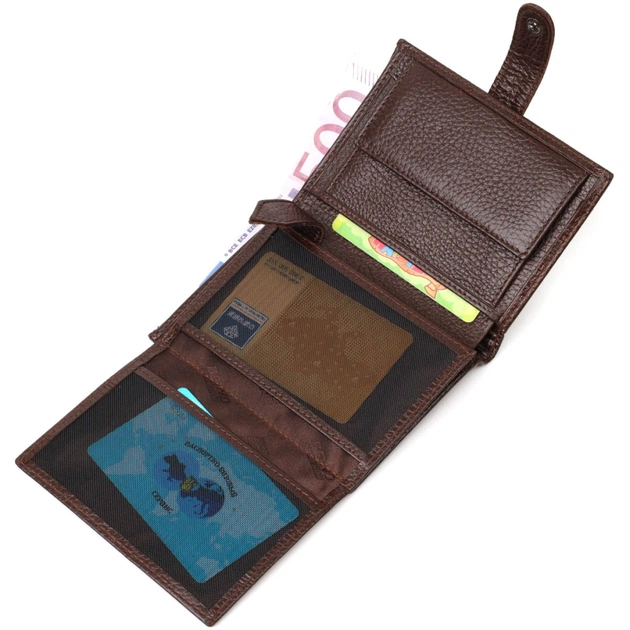 Портмоне Bond Accessories Из натуральной зернистой кожи Коричневое (22056) - изображение 7