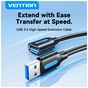 Дата кабель USB 3.2 AM/AF 2.0m 10Gbps PVC black Vention (CBOBH) - зменшене зображення 2