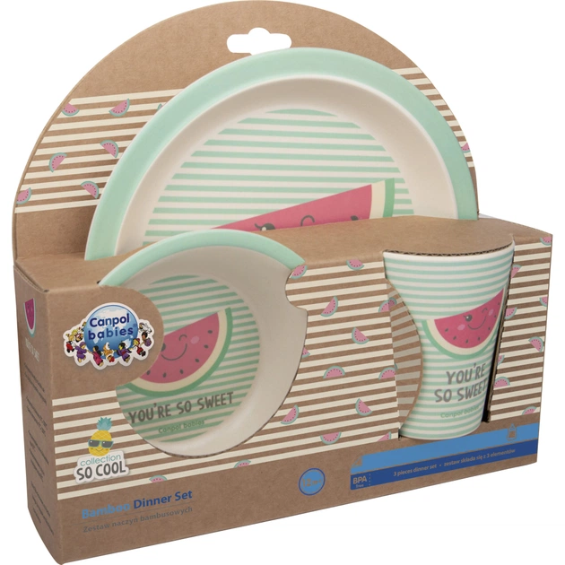 Тарілка дитяча Canpol babies So Cool бамбуковий 3 предмети Рожевий (9/226_pin) - picture 2