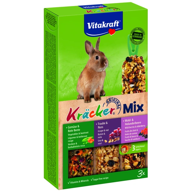 Ласощі для гризунів Vitakraft Kracker Trio-Mix для кроликів 3 шт (4008239252272) - зображення 1