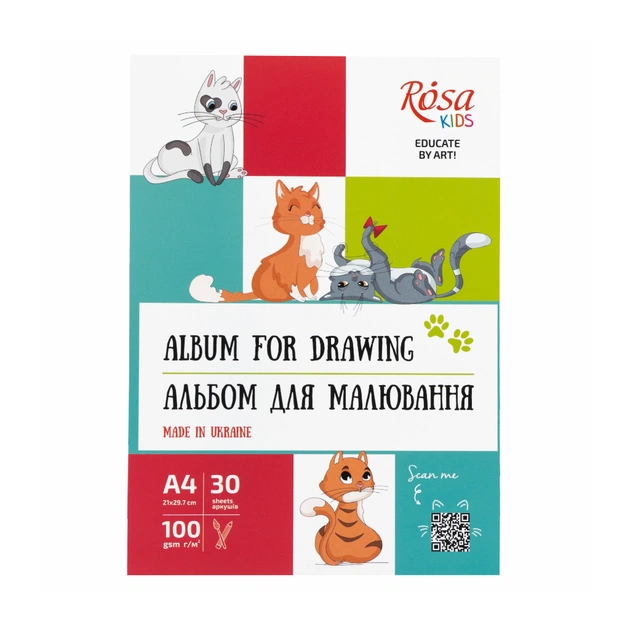 Альбом для малювання Rosa Kids склейка Cats А4 30 аркушів (4823098543039) - picture 1