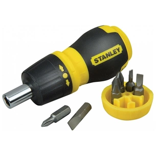 Викрутка Stanley Multibit Stubby, реверсивна, з 6 змінними бітами (0-66-358) зображення 1