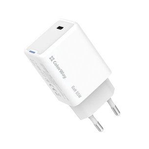 Зарядний пристрій ColorWay GaN Mini 65W PD Port PPS USB-C white (CW-CHS049PD-WT) изображение 1