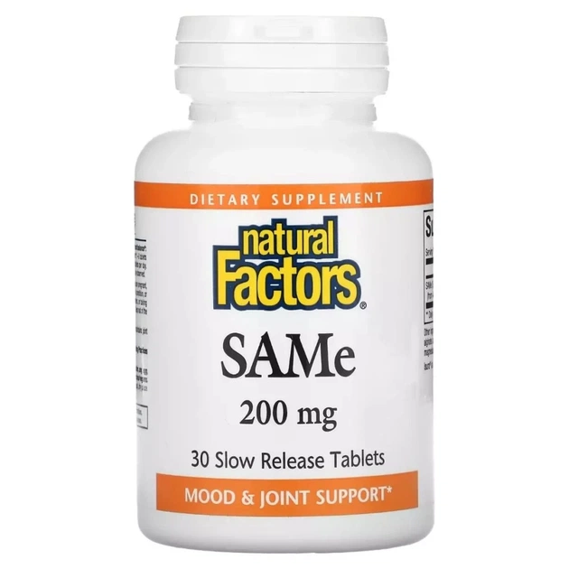 Вітамінно-мінеральний комплекс Natural Factors SAM-e (дисульфат тозилат) повільного вивільнення, 200 мг, (NFS-02707) - изображение 1