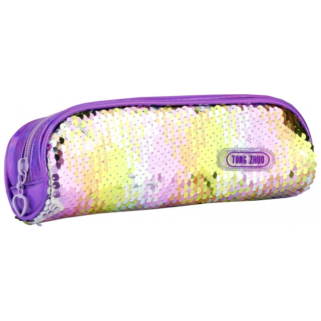 Пенал Cool For School 2 відділення з паєтками Фіолетовий (CF6490-purple) - изображение 1