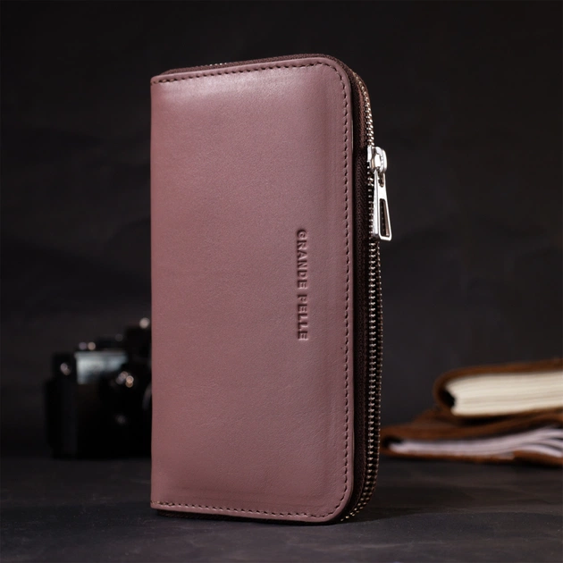 Портмоне Grande Pelle Из натуральной кожи Пудровое (16797) - изображение 8