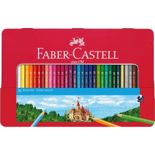 Олівці кольорові Faber-Castell Замок, 36 кольорів, у металевій коробці 115886 (26176) зображення 1