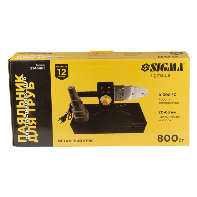 Паяльник для пластикових труб Sigma 800Вт 20-63мм у металевому кейсі (2743461) - picture 12
