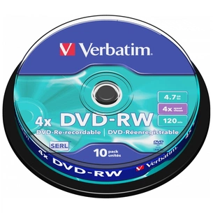 Диск DVD Verbatim 4.7Gb 4x Cake box 10шт (43552) изображение 1