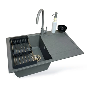 Мийка кухонна Adamant Horizon сірий + змішувач + дозатор (1824296901504) зображення 1