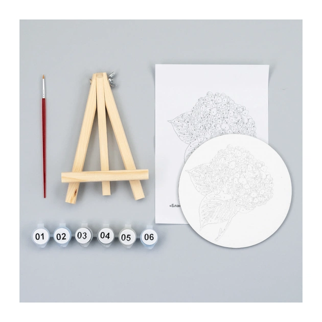 Картина по номерам Rosa Блакитна гортензія", кругла, 15 см, з мольбертом (4823098548690) - picture 3