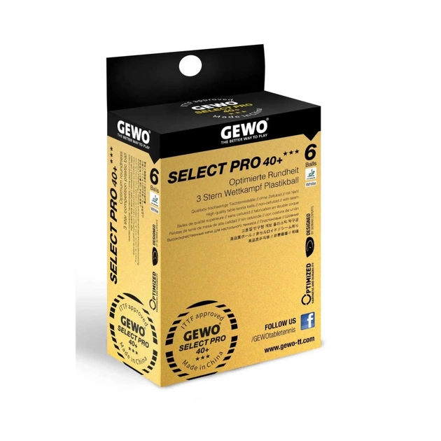 М'ячик для настільного теніса Gewo Select Pro 40+ ITTF 6 шт (86481200) (931059) - picture 2