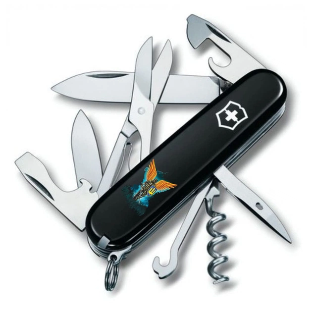 Ніж Victorinox Climber Ukraine Black "Янгол ЗСУ" (1.3703.3_T1061u) - зображення 1