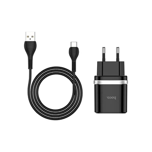 Зарядний пристрій HOCO C12Q Smart USB QC3.0 + cable USB to USB-C 18W Black (6931474716293) зображення 1