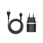 Зарядний пристрій HOCO C12Q Smart USB QC3.0 + cable USB to USB-C 18W Black (6931474716293) - зменшене зображення 1