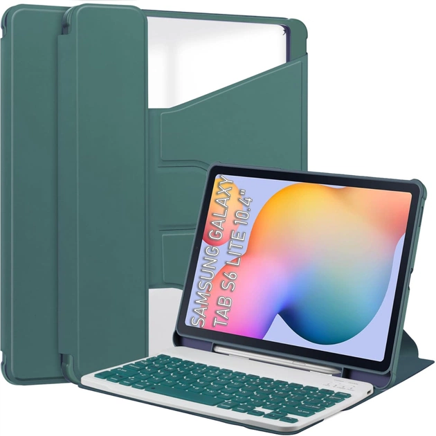 Чохол до планшета BeCover 360° Rotatable + Keyboard Samsung Tab S6 Lite 10.4 P610/P613/P615/P619 Dark Green (712406) - изображение 1