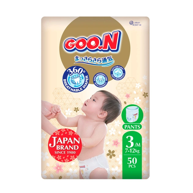 Підгузки GOO.N Premium Soft Трусики 7-12 кг Розмір 3 M 50 шт (F1010101-156) - зображення 1