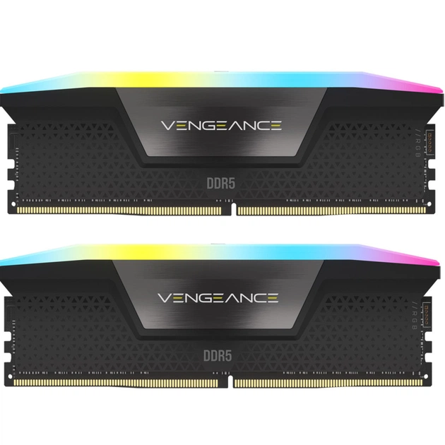 Модуль пам'яті для комп'ютера DDR5 32GB (2x16GB) 6000 MHz Vengeance RGB Black Corsair (CMH32GX5M2E6000C36) - изображение 1