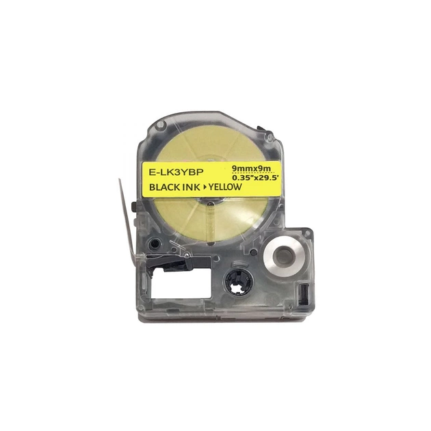 Лента для принтера этикеток UKRMARK E-K3YBP, 9мм х 9м, black on yellow, совместимая с LK-3YBP (900855) - изображение 1