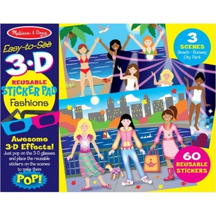 Набір для творчості Melissa&Doug Багаторазові 3D наліпки з окулярами Мода (MD9374) зображення 1