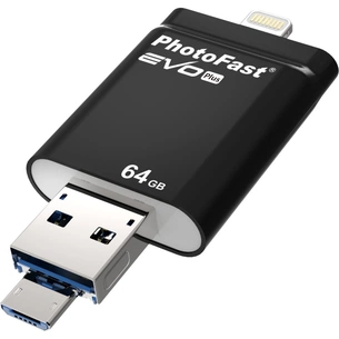USB флеш накопичувач PhotoFast 64GB i-Flashdrive EVO Plus Black USB3.0-microUSB/Lightning (EVOPLUS64GBU3) зображення 1