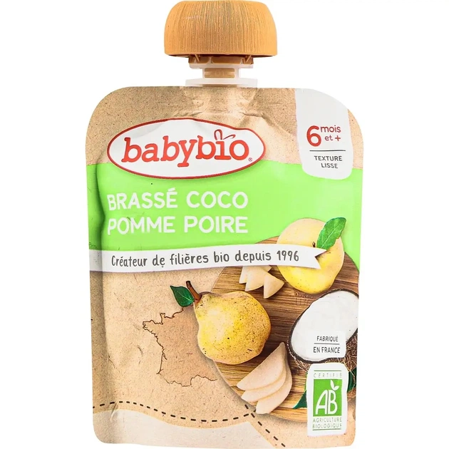Дитяче пюре BabyBio Органічне з кокосового молока з яблуком та грушею 85 г (54094) - picture 1