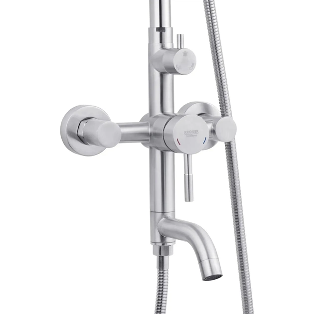 Душовий гарнітур Kroner Edelstahl Klassisch-ESG063 + змішувач Edelstahl Klassisch-ESG010 + змішувач Edelstahl Klassisch (CVS30208) - зображення 7