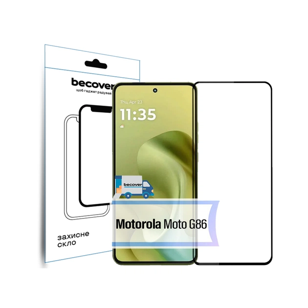 Стекло защитное BeCover Motorola Moto G86 Black (713727) - изображение 1