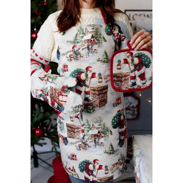 Кухонна прихватка Прованс Рукавиця гобеленова з велюром Снігова зима 32х16 см (037841) - picture 3