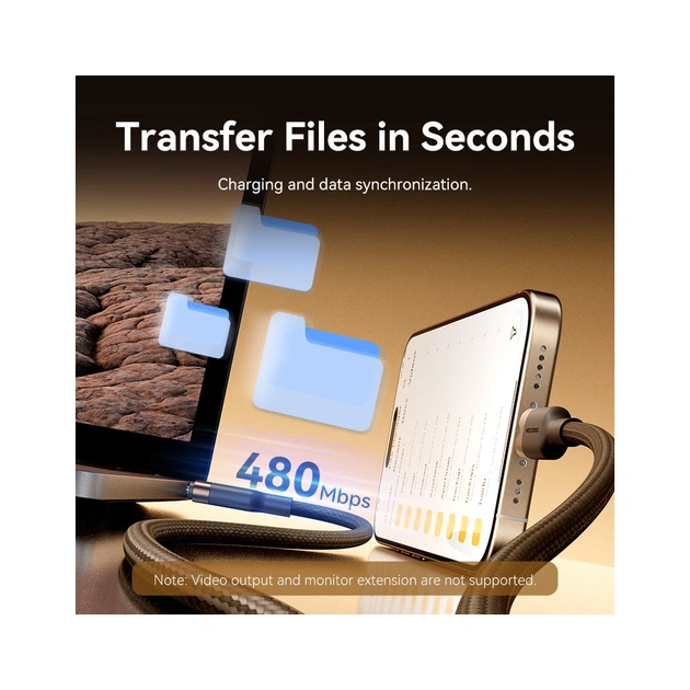 Дата кабель USB-C to USB-C 1.0m 3A aluminum gold Vention (TRDJF) - picture 9