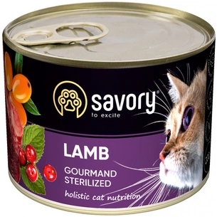 Вологий корм для кішок Savory Cat Can Adult Sterilised ягня 200 г (4820232630723) зображення 1