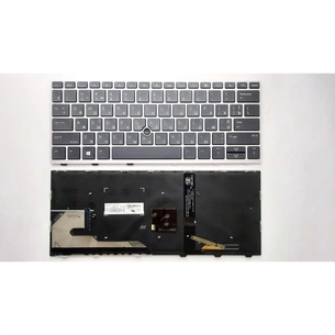 Клавіатура ноутбука HP EliteBook 830 G5 черная с серебр рамкой ТП и подсв (A46156) зображення 1
