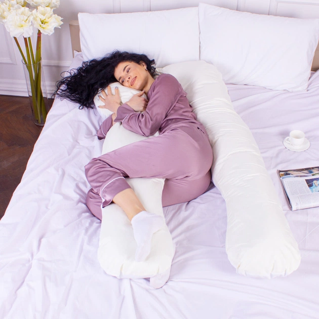 Подушка MirSon для вагітних і відпочинку Eco Line №8033 U-подібна White-Creamy (2200006185086) - picture 2