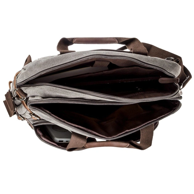 Сумка Vintage Трансформер текстильна велика Сіра (20151) - зображення 7