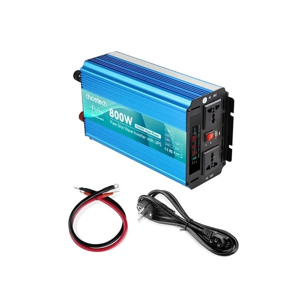 Автомобільний інвертор Choetech 12/220V 1000Вт, з функцією ДБЖ, чиста синусоїда (INV-C1000WUPS-EU) - зображення 4