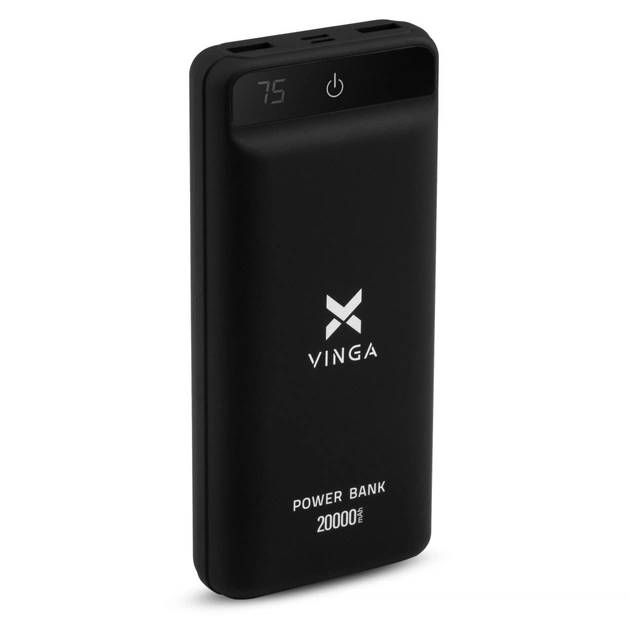 Батарея універсальна Vinga 20000 mAh QC3.0 Display soft touch black (VPB2QLSBK) - зображення 1
