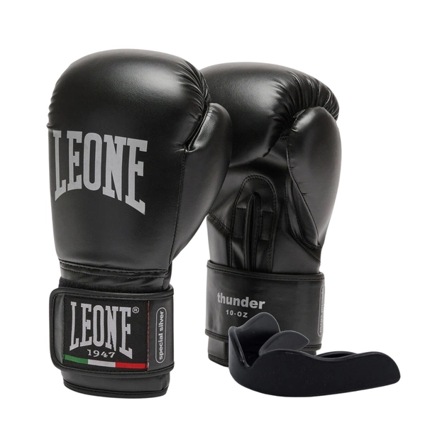 Боксерские перчатки Leone GN383 Thunder Black 12 oz (kapu v komplekti) (GN383_Black_12oz) - изображение 1