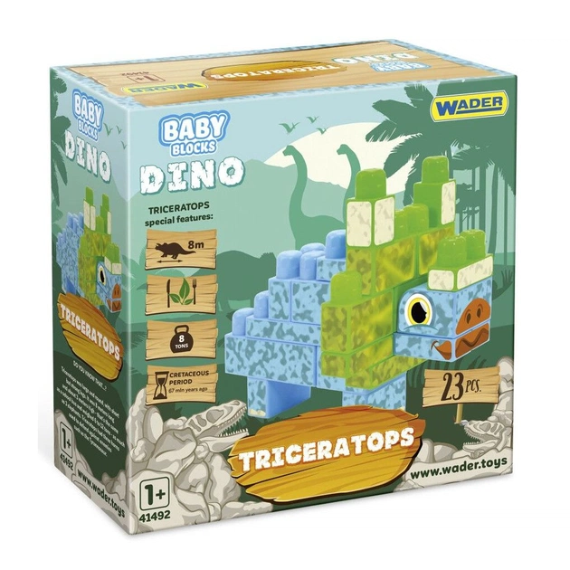 Конструктор Wader Baby Blocks Діно - трицератопс (41494) - зображення 1