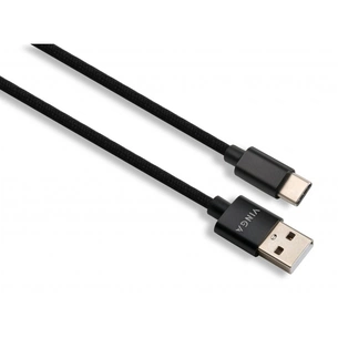 Дата кабель USB 2.0 AM to USB-C 1.0m nylon black Vinga (VCPDCTCNB1BK) зображення 1