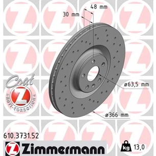 Гальмівний диск ZIMMERMANN 610.3731.52 зображення 1