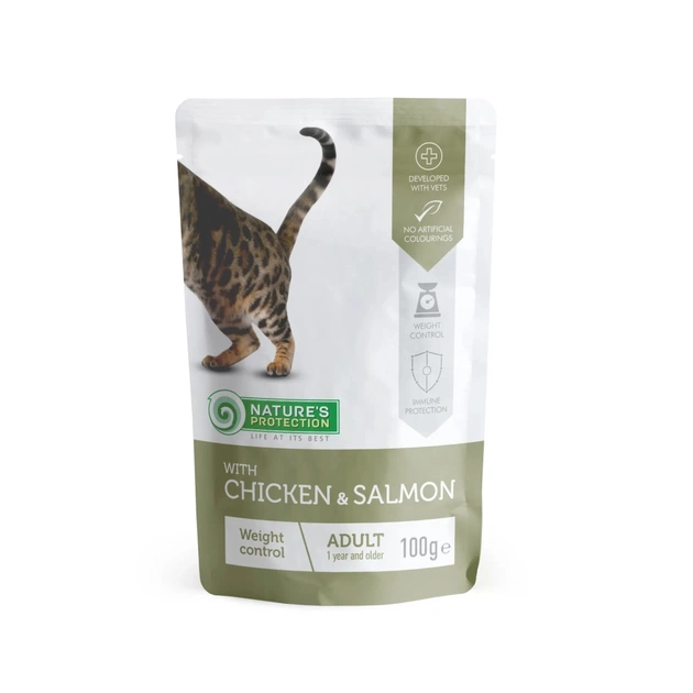 Вологий корм для кішок Nature's Protection Weight control with Chicken and Salmon 100 г (KIK45190) - изображение 1