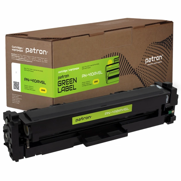 Картридж Patron HP CLJ CF412A, для Pro M452/M477 Yellow, GREEN Label (PN-410AYGL) - зображення 1
