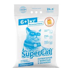 Наполнитель для туалета Super Cat Стандарт Деревянный впитывающий 6+1 кг (12 л) (5995) изображение 1