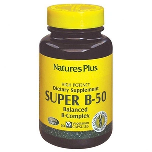 Вітамін Natures Plus Супер В-Комплекс, В-50, Nature's Plus, 60 вегетаріанських ка (NTP1310) зображення 1