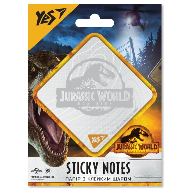 Папір для нотаток Yes з клейким шаром фігурна Jurassic World, 40 аркушів (170302) - зображення 1